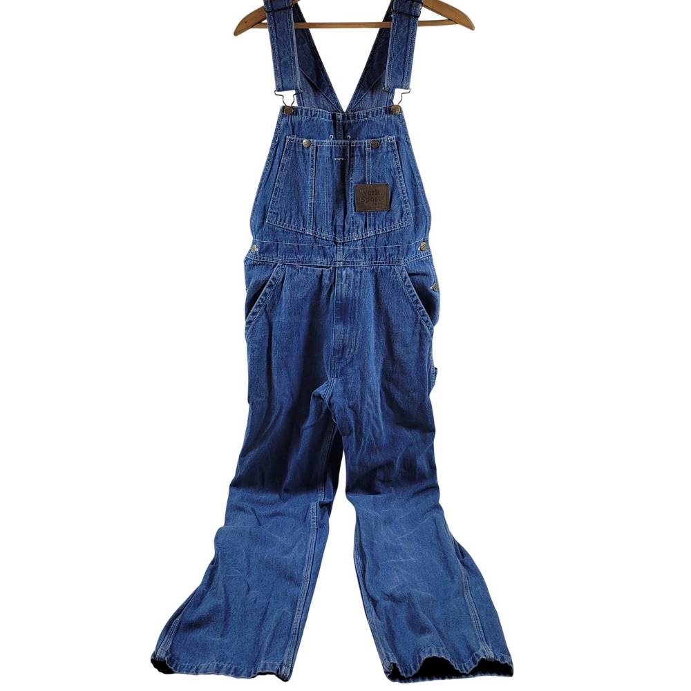 Work n' Sport Overalls Mens 30x32 Blue Denim Excellent 
 Carpenter Bib F94020 BD